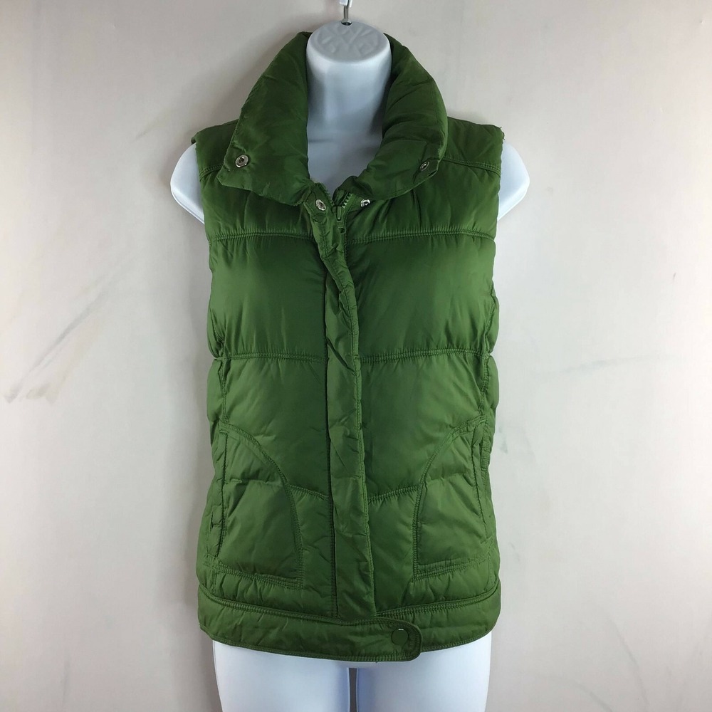 Old Navy Womens Green Puffer Jacket Sleeveless Full Zip High Neck Casual Size M